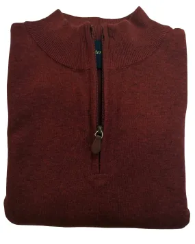 1/4 Zip Mock Sweater Vest in Burgundy Heather Cotton Blend