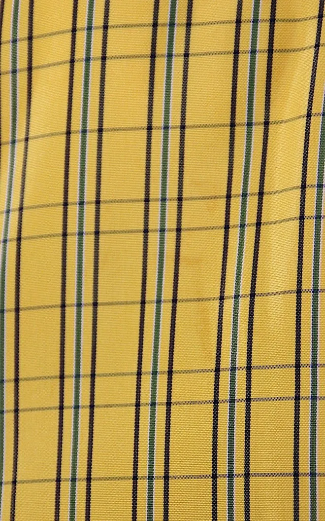 1980s Vintage Kimono Robe / Yellow Plaid