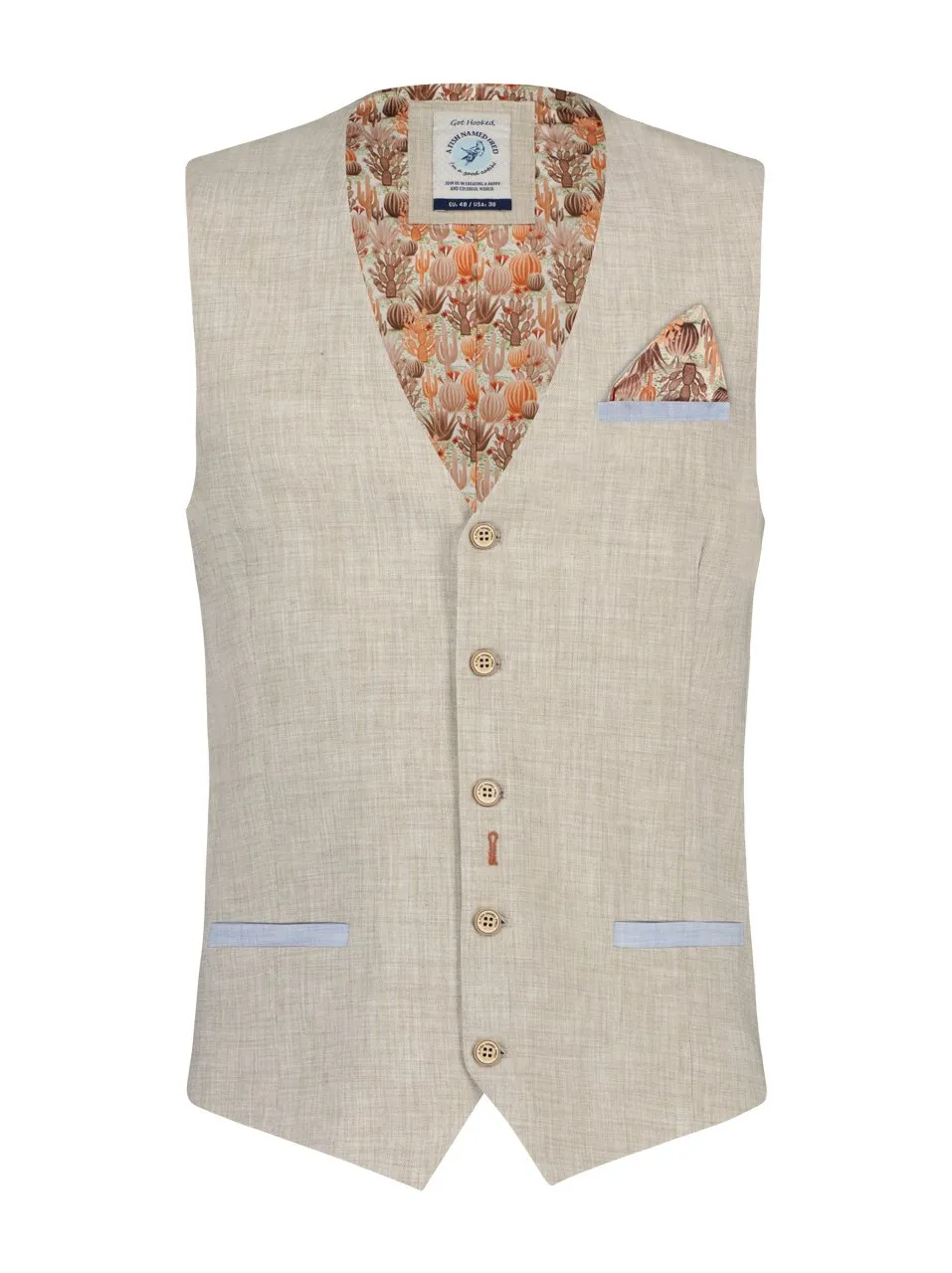 A Fish Named Fred - Waistcoat - Linen Look - Natural