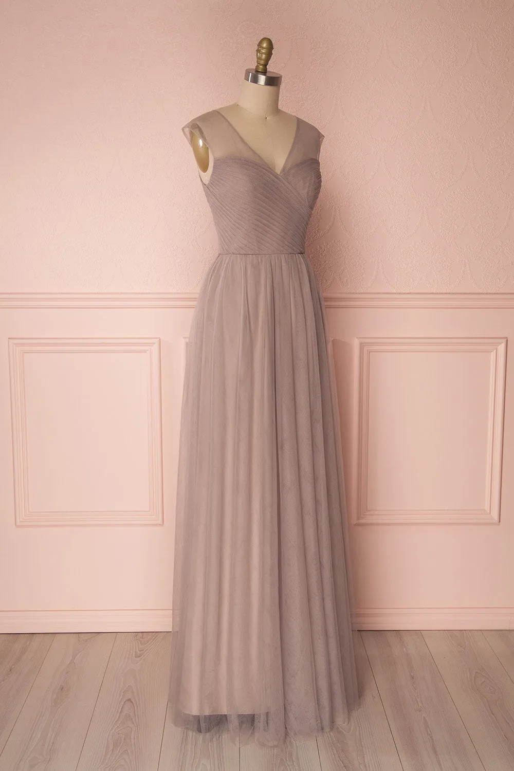 Adifa Sand | Taupe Tulle Gown