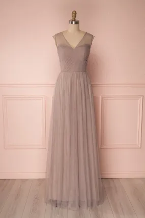 Adifa Sand | Taupe Tulle Gown