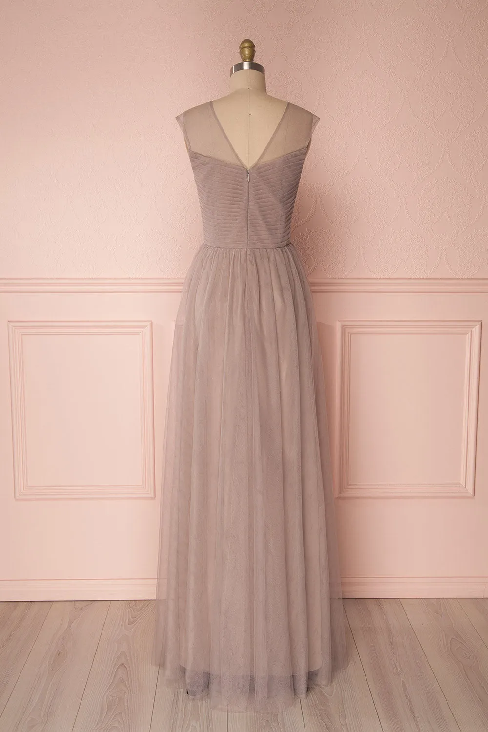 Adifa Sand | Taupe Tulle Gown