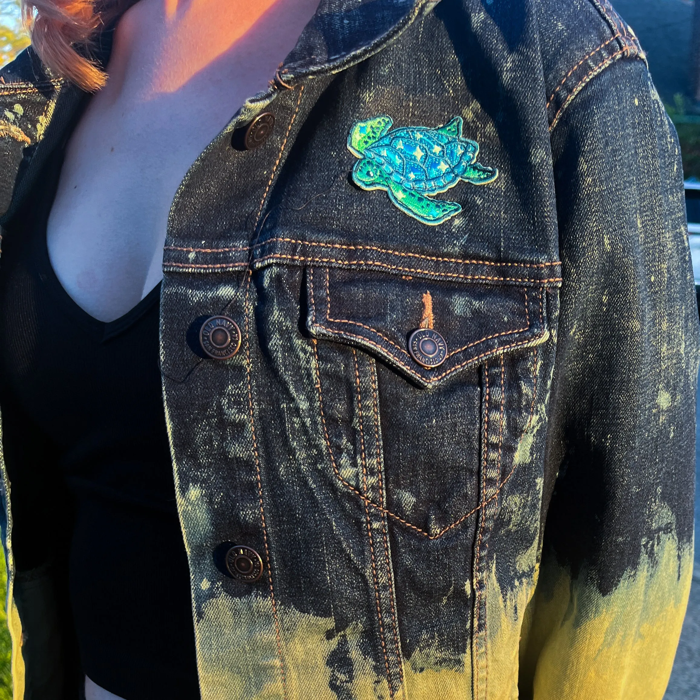 Adult Bleach Dye Denim Jacket