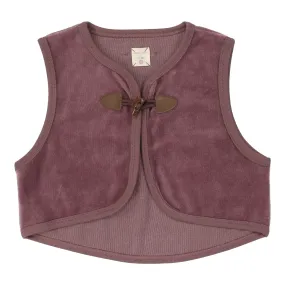 Analogie By Lil Legs Velour Toggle Vest Dusty Plum