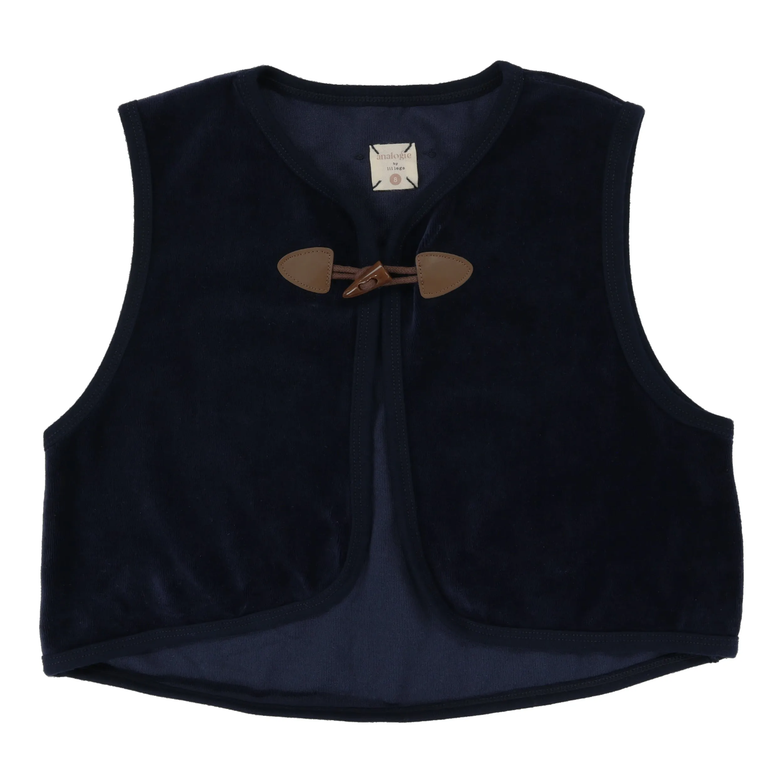 Analogie By Lil Legs Velour Toggle Vest Navy