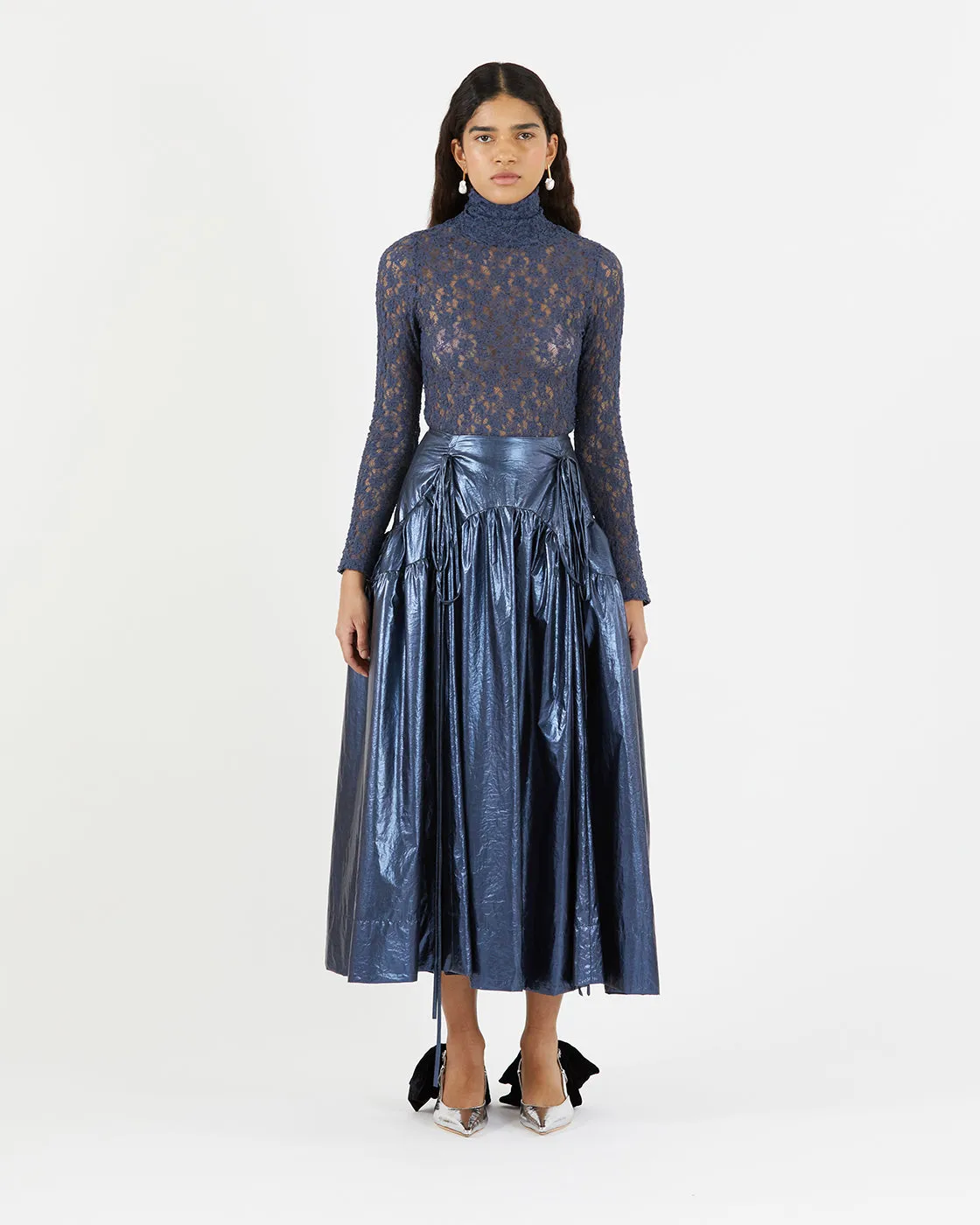 Anika Skirt Lamé Metallic Navy