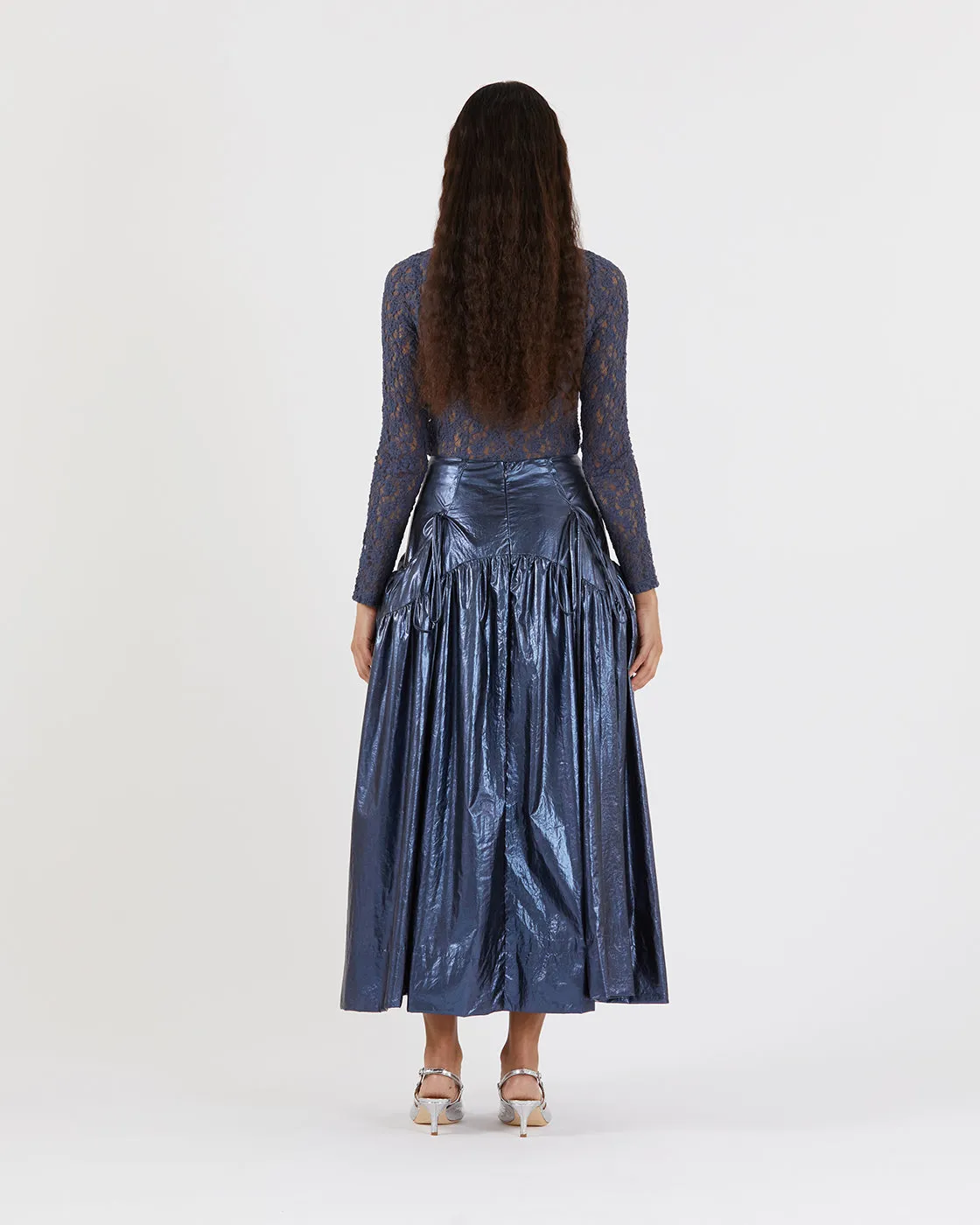 Anika Skirt Lamé Metallic Navy