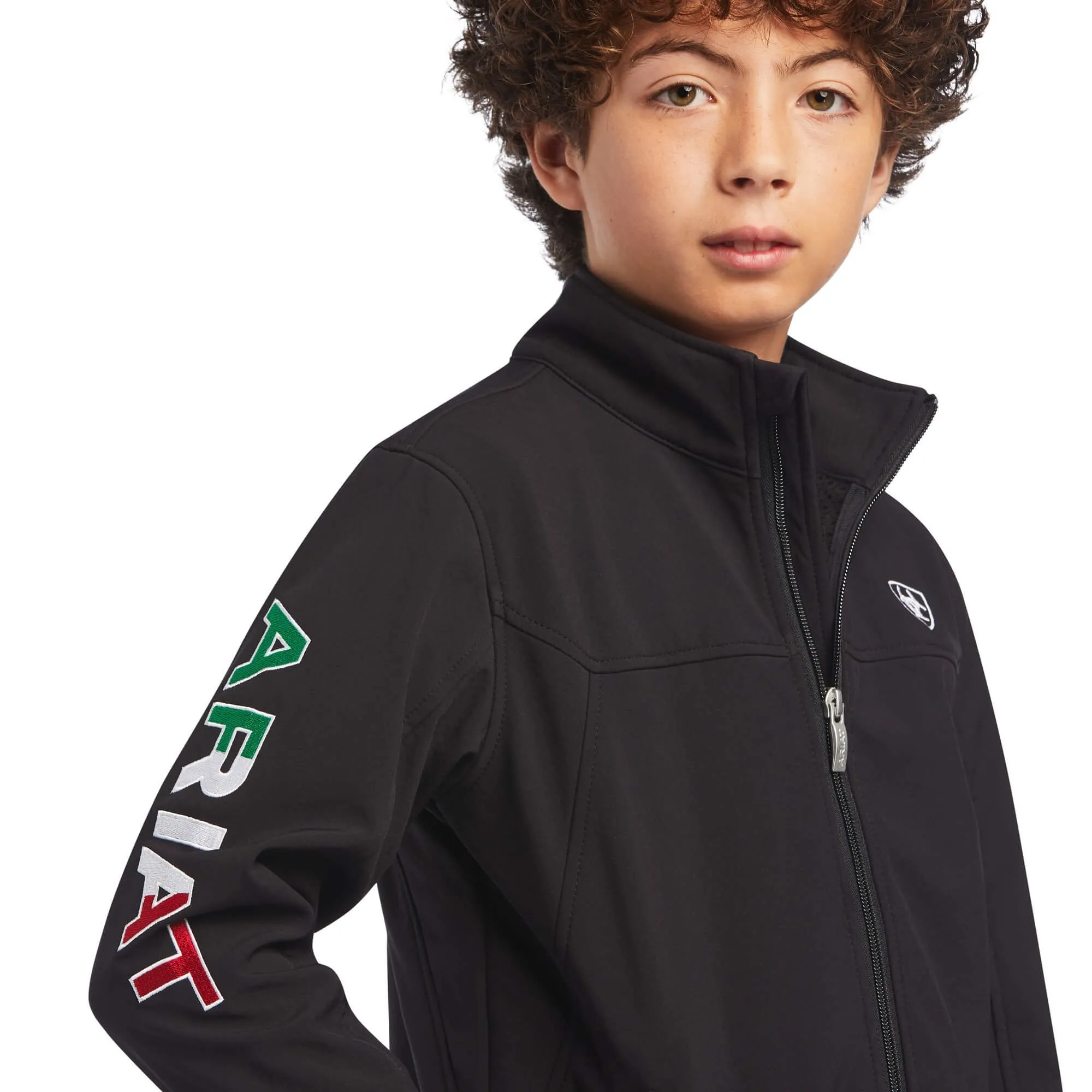 Ariat Youth New Team Softshell Mexico Water Resistant Jacket, Black