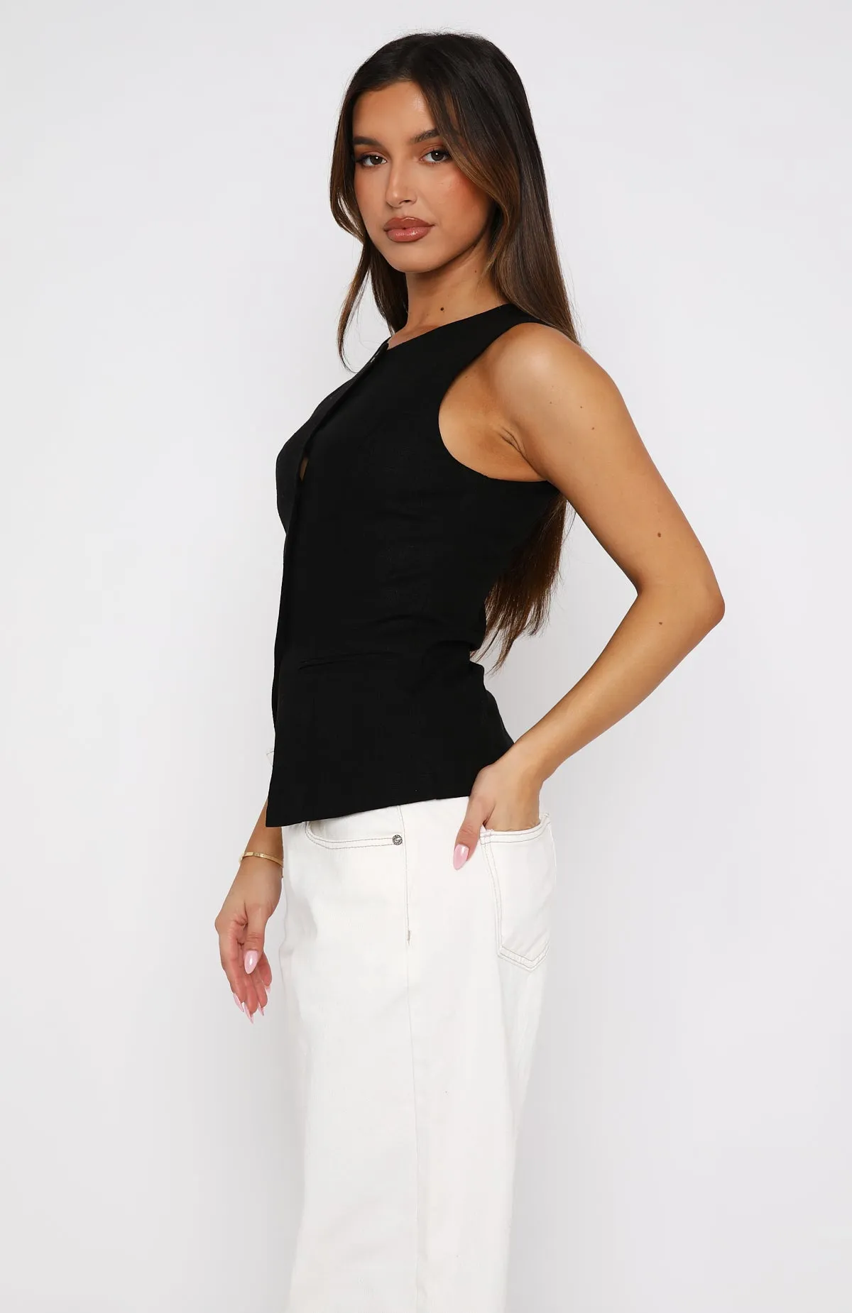 At The Races Vest Top Black