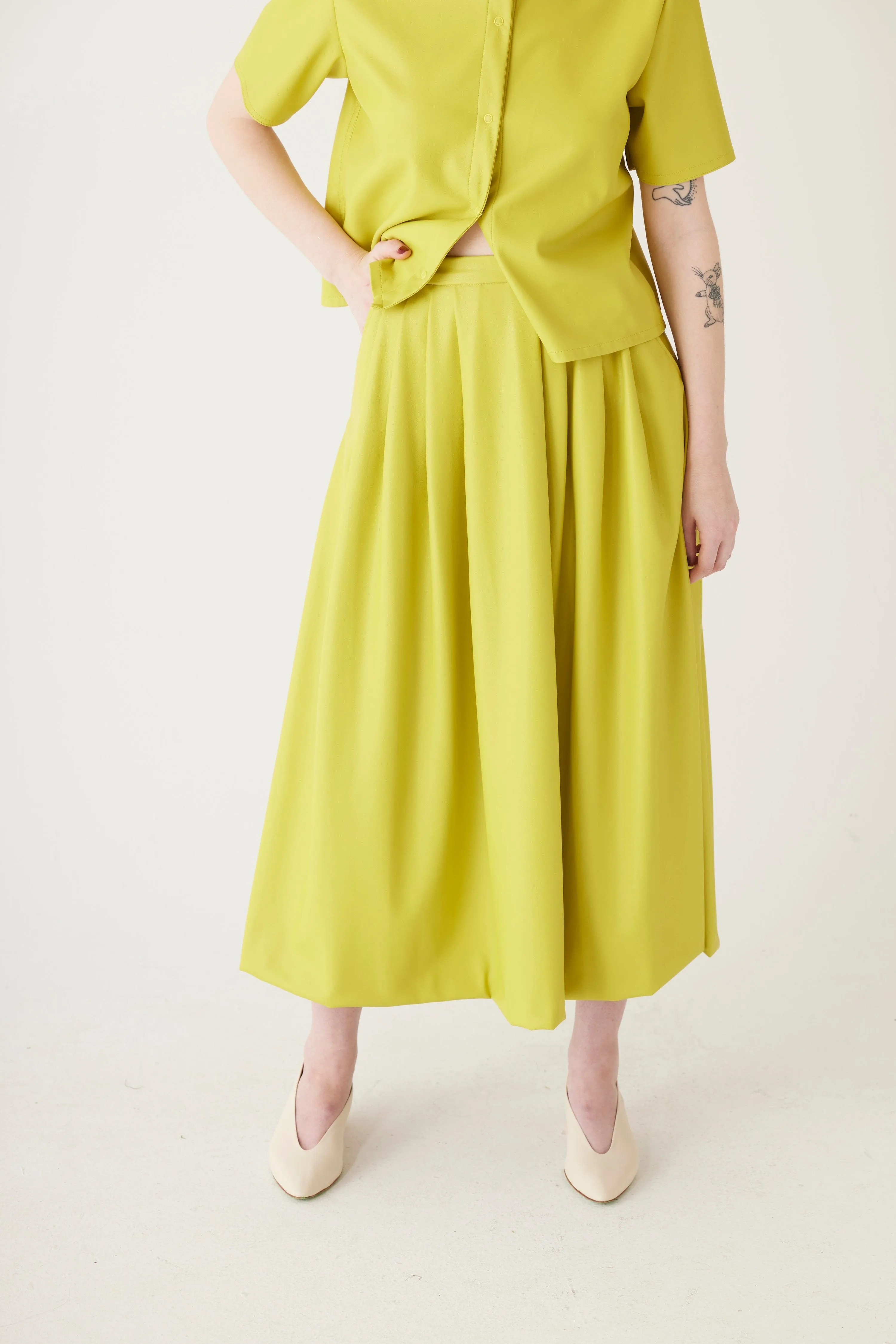 Audrey Midi Skirt in Pleatherette