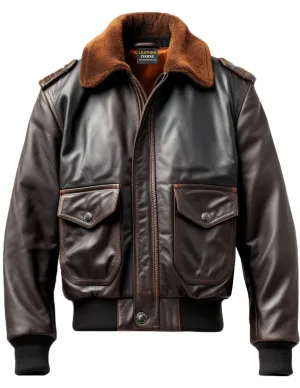 Aviator Men Flight Bomber Leather Jacket