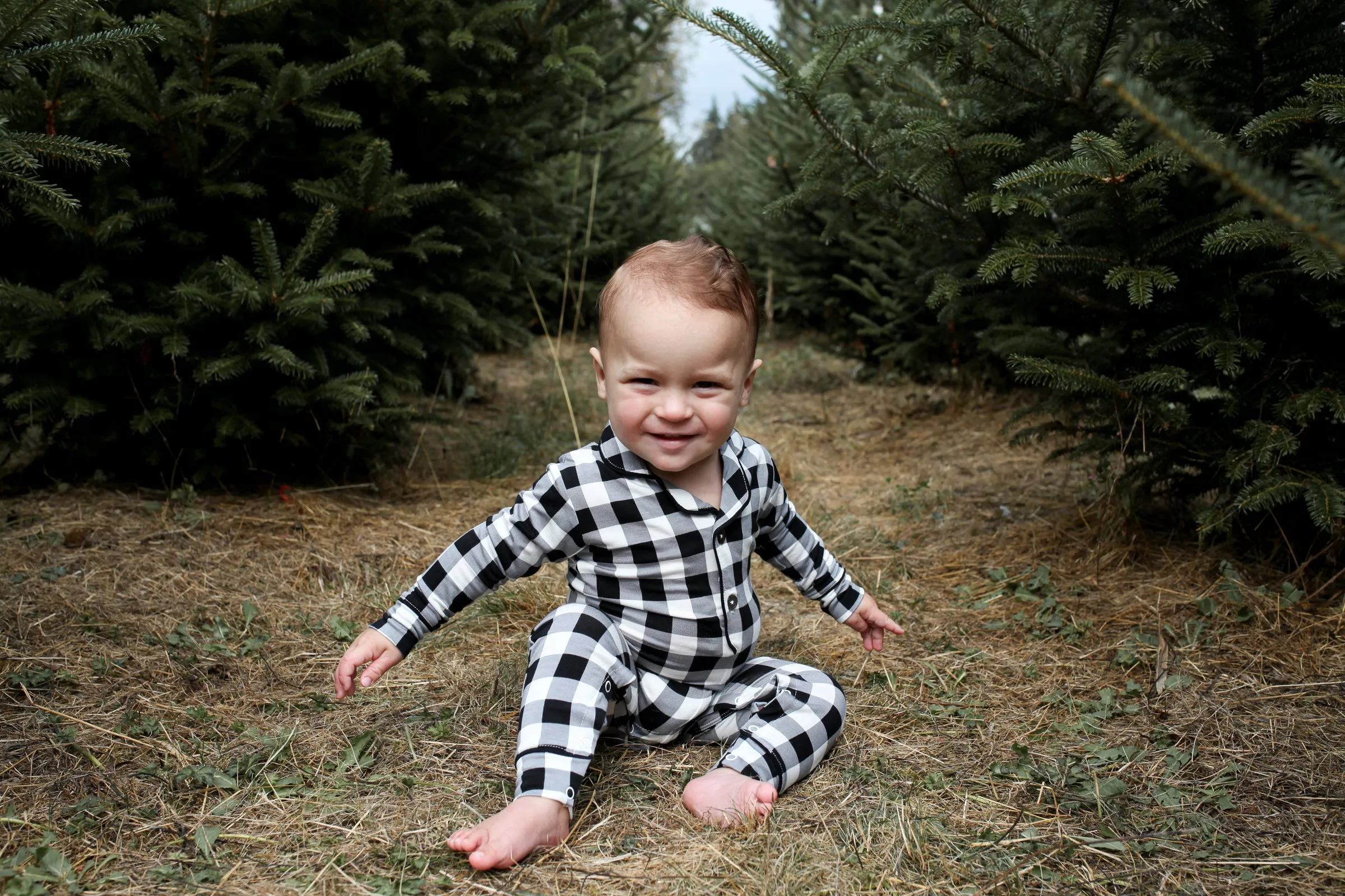 Baby Collared Romper - BLACK GINGHAM