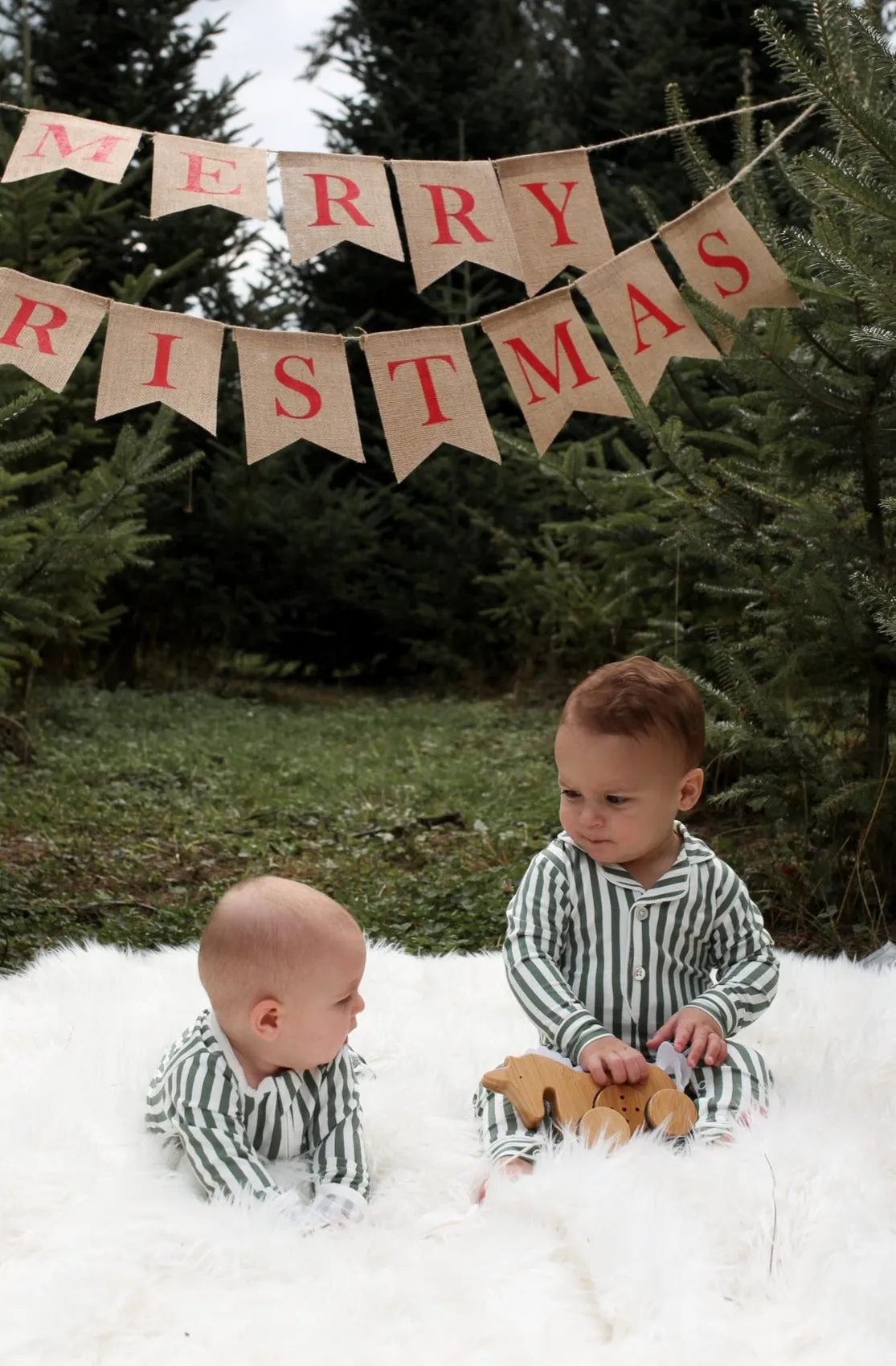 Baby Collared Romper - GREEN STRIPE