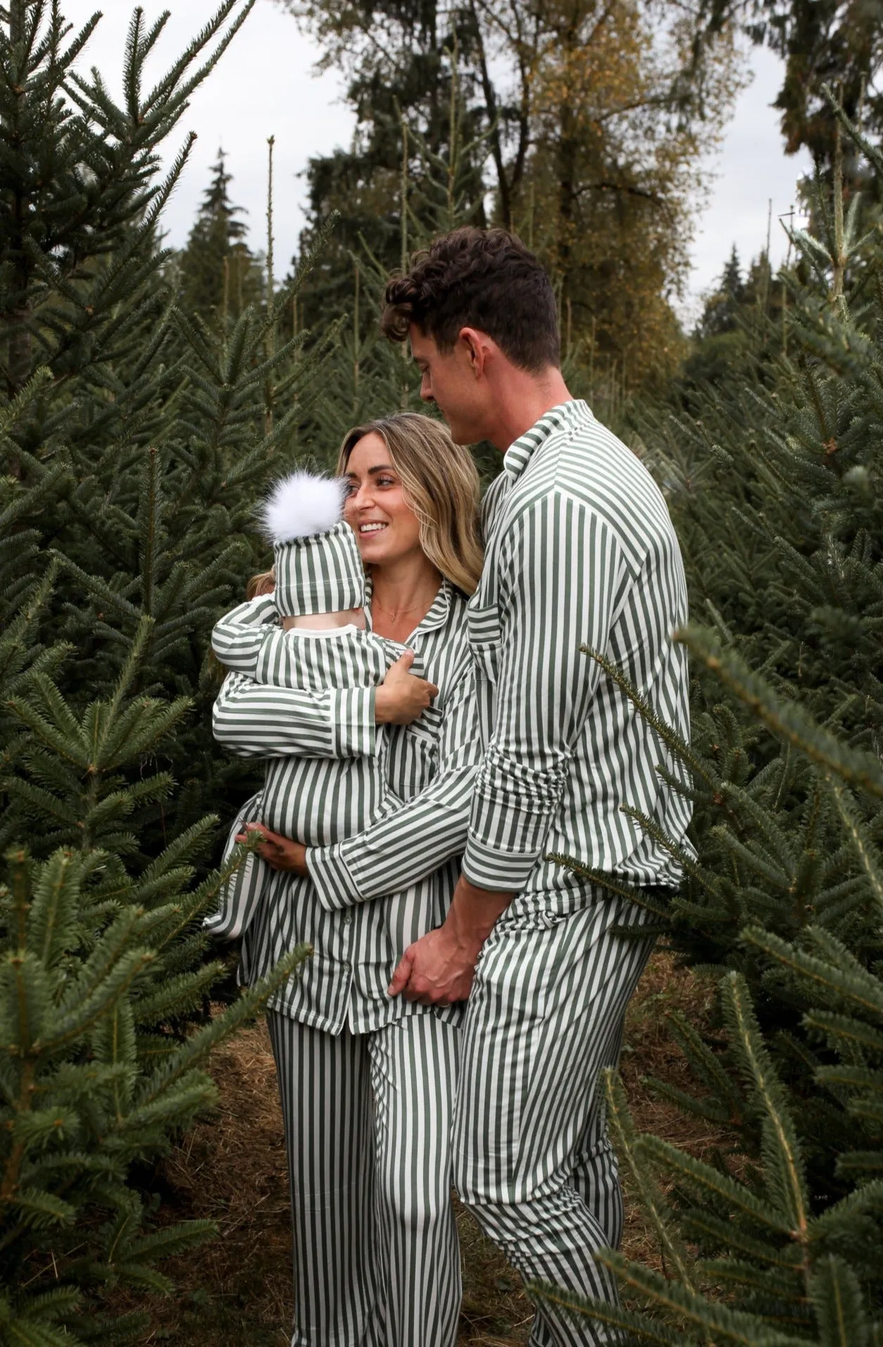 Baby Collared Romper - GREEN STRIPE