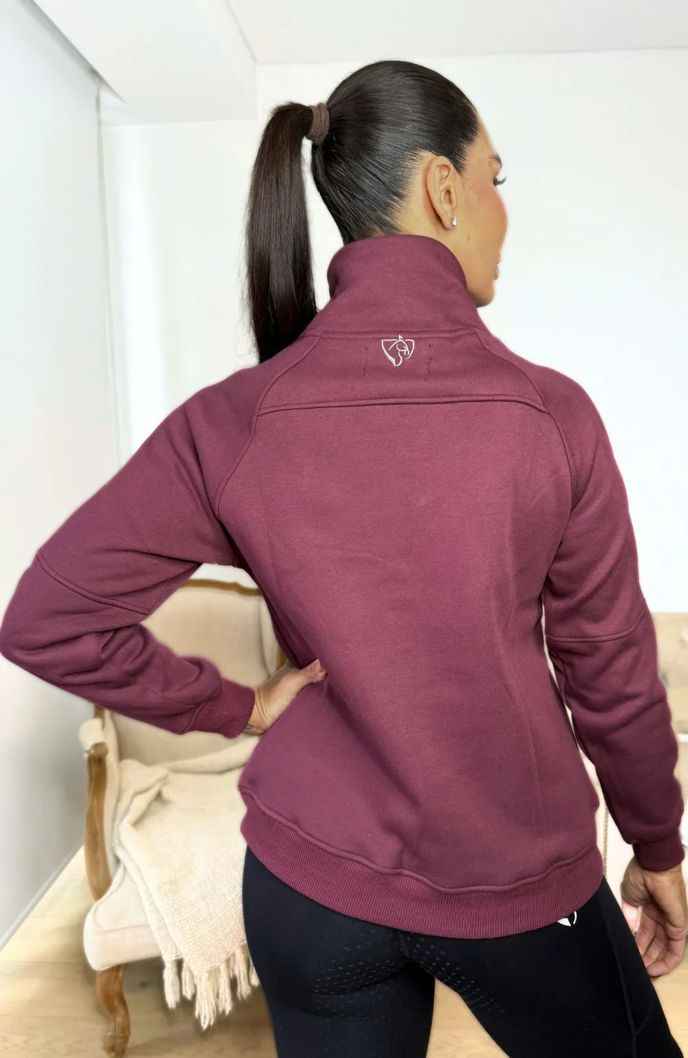 BARE Quarter Zip Teddy Sweater - Wine