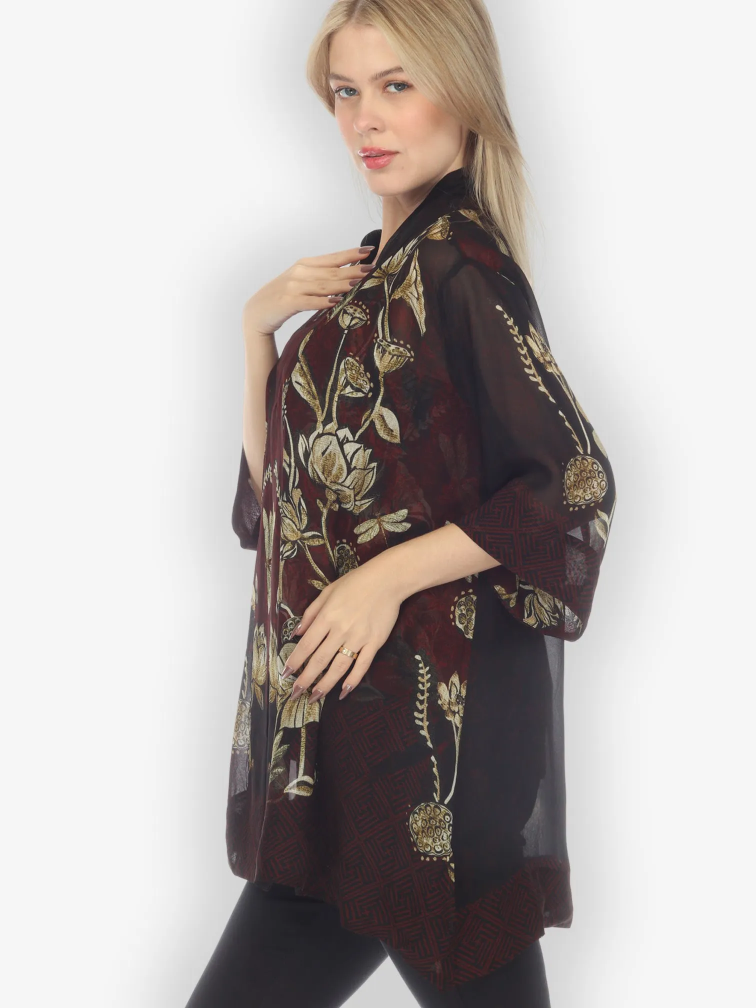 Big Lotus and Dragonfly Kimono Jacket