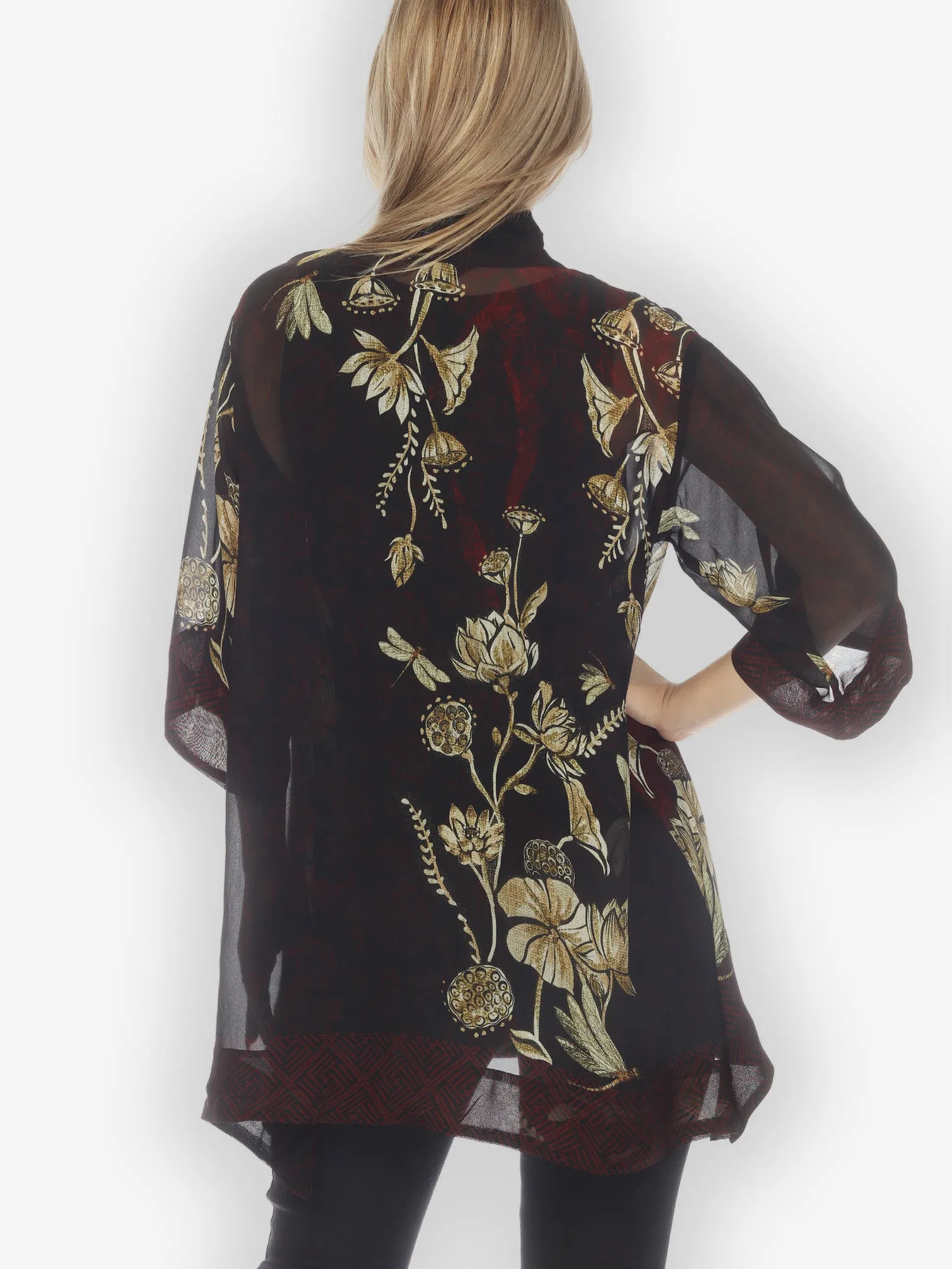 Big Lotus and Dragonfly Kimono Jacket