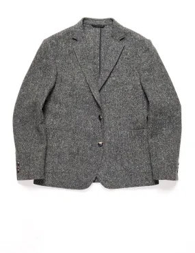 BKT35 Unstructured Jacket in Flecked Donegal Tweed - Lead Gray