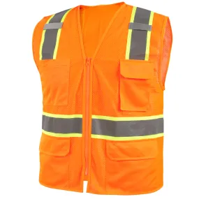 Black Stallion Class 2 Surveyor Style Polyester Hi-Vis Safety Vest (Orange) - VS2035-OR