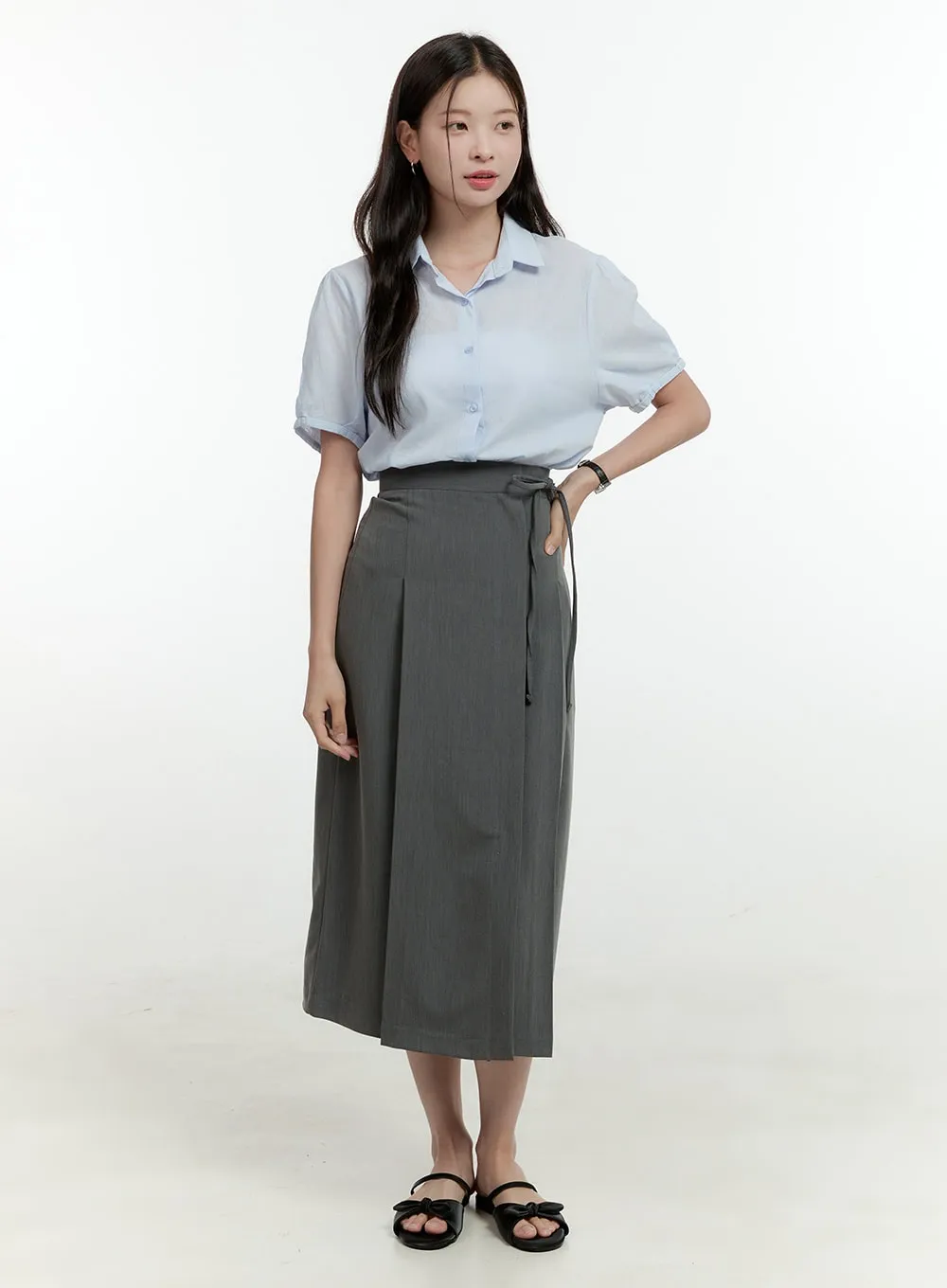 Box Pleated Maxi Skirt OL430