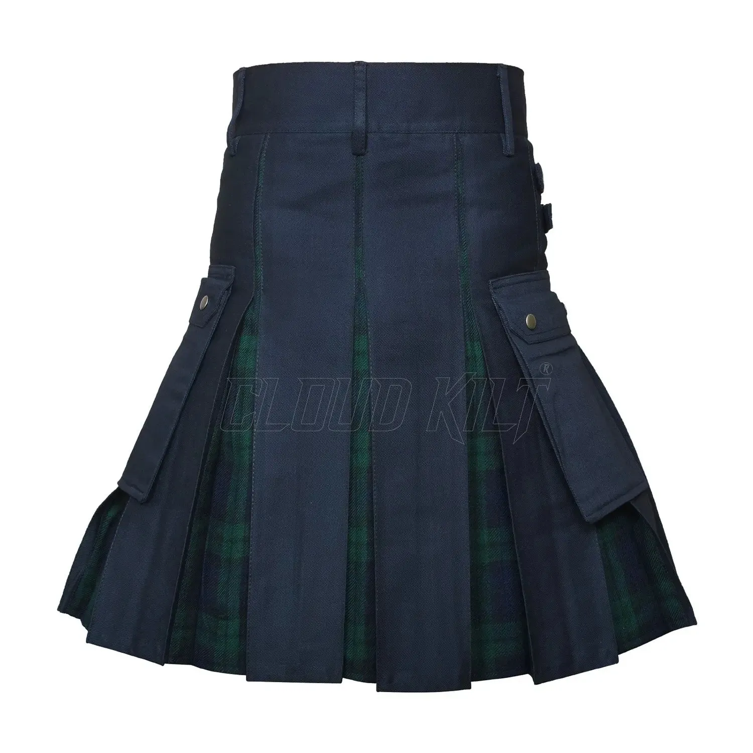 Box Pleated Tartan Hybrid Black Watch Utility Kilt