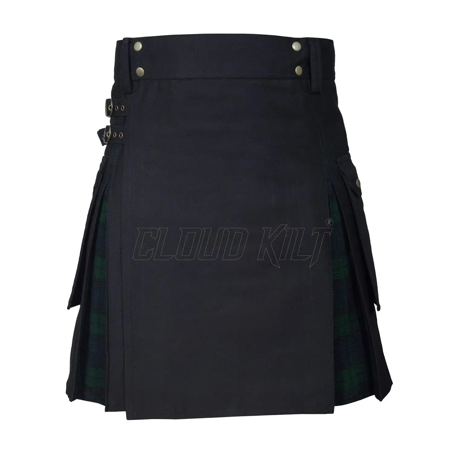 Box Pleated Tartan Hybrid Black Watch Utility Kilt