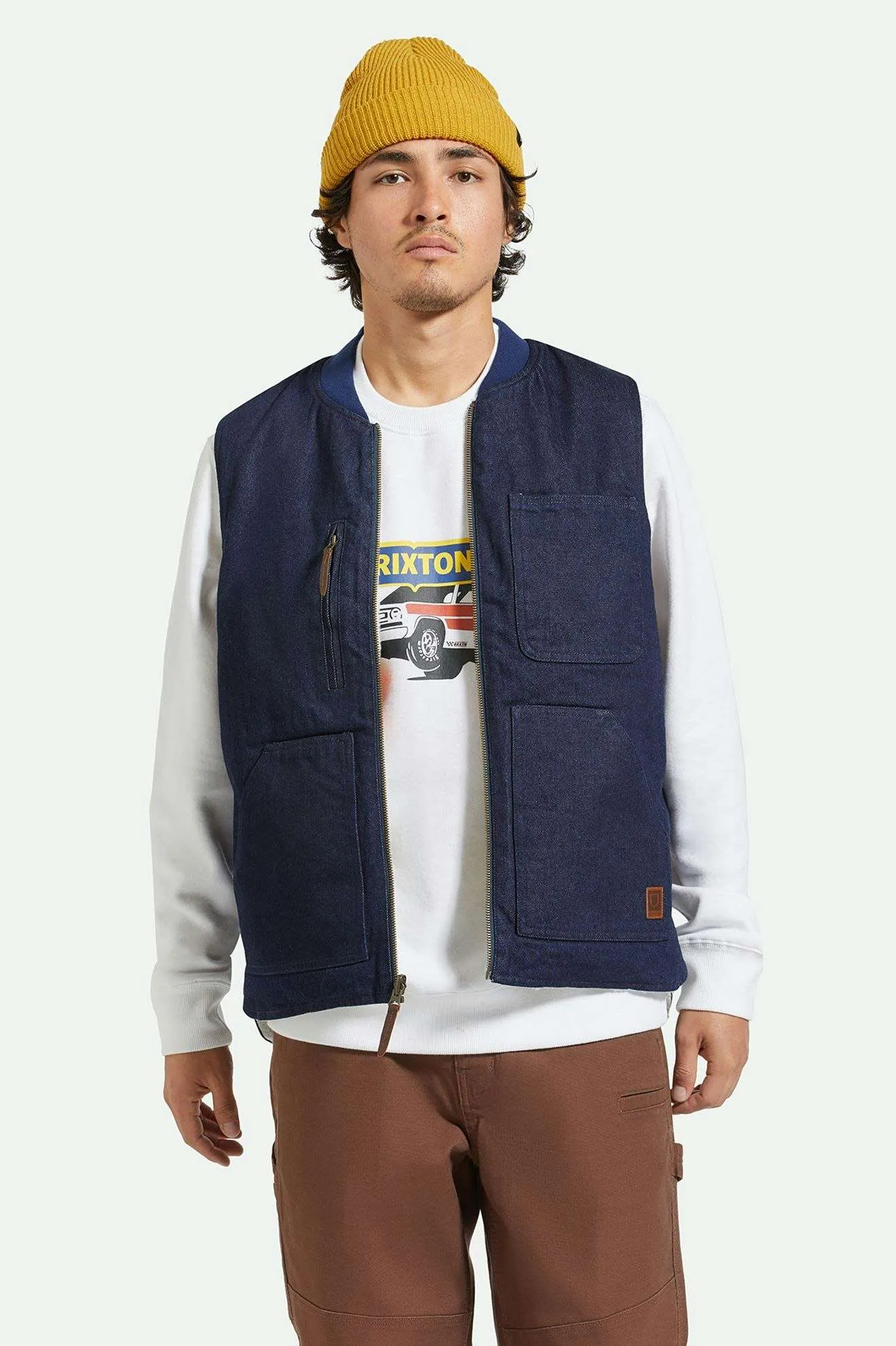 Builders Abraham Reversible Vest - Rinse Denim/Sherpa