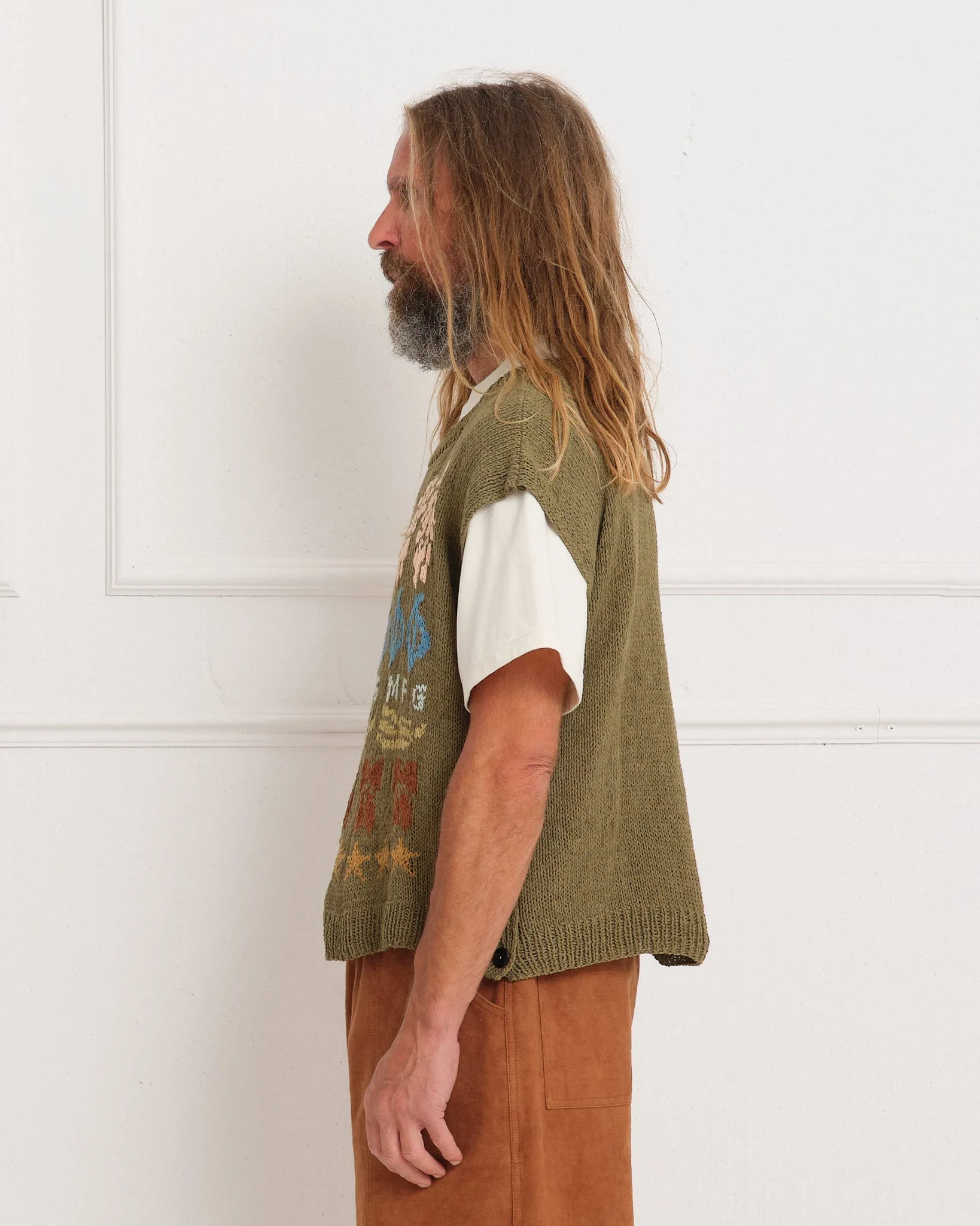 Button Knit Vest - Olive Contest