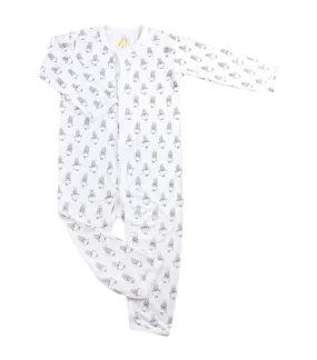 Button Long-Sleeved Romper - Small Sheepz (White)