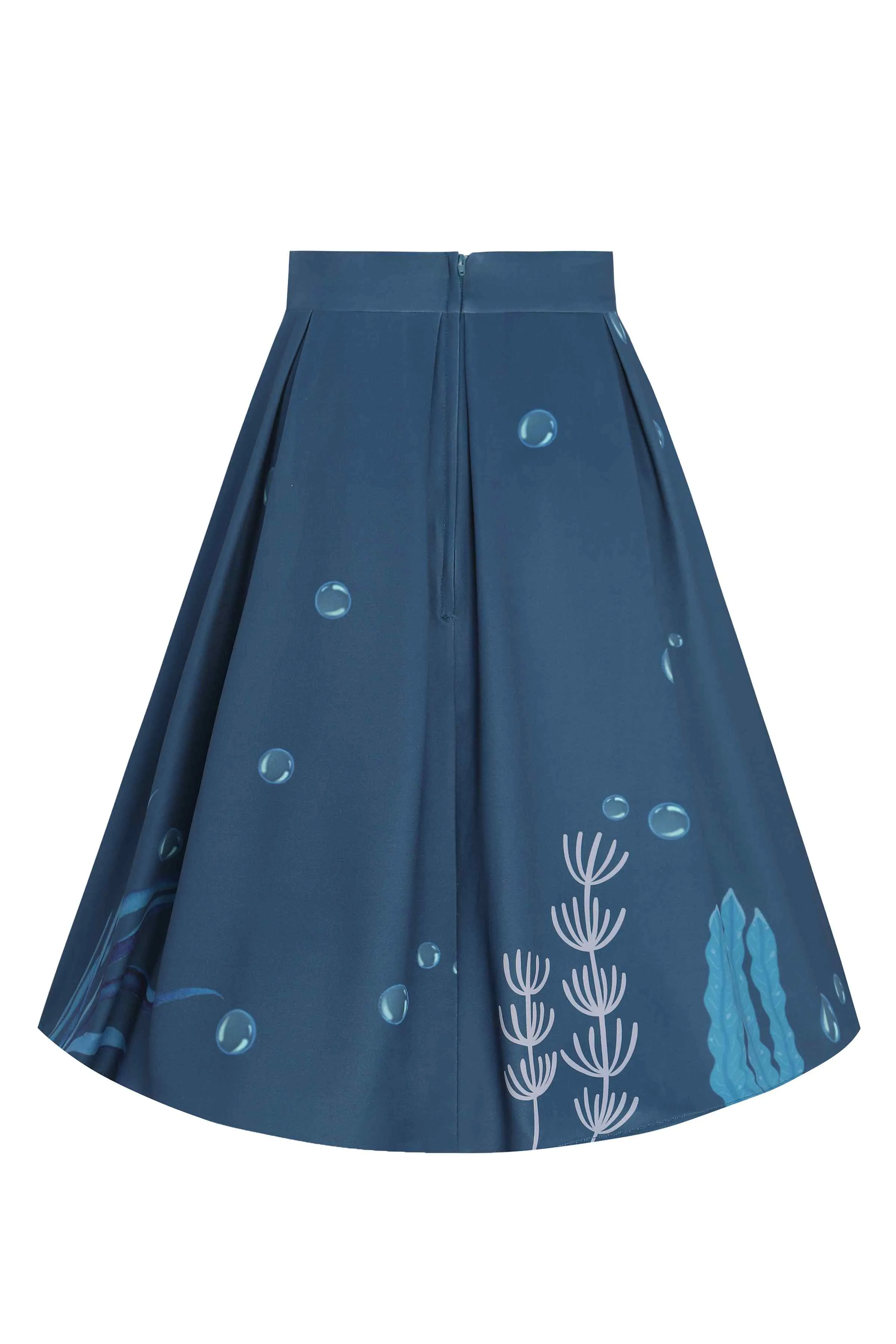 Carolyn Blue Seahorse Box Pleated Skirt