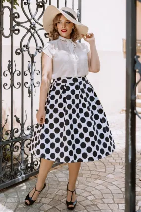 Carolyn Monochrome Polka Dot Swing Skirt