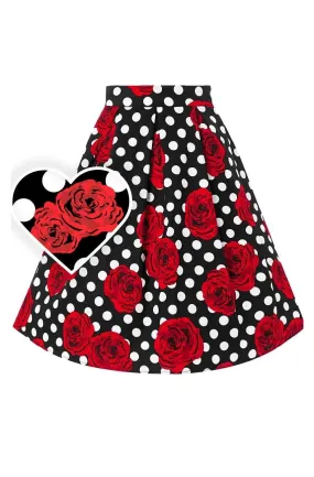 Carolyn Retro Swing Skirt in Roses & Polka Dots