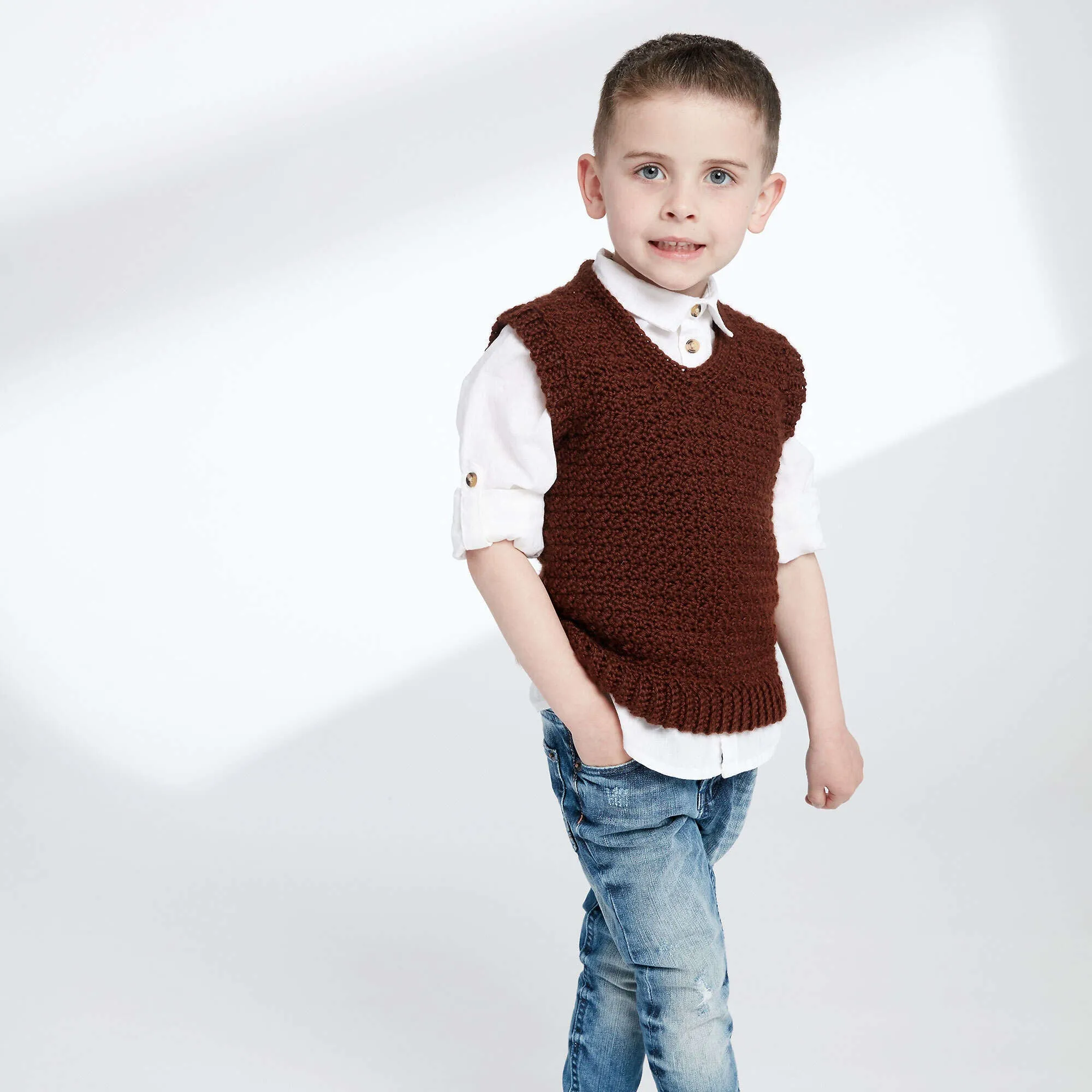 Caron Child's Crochet V-Neck Vest