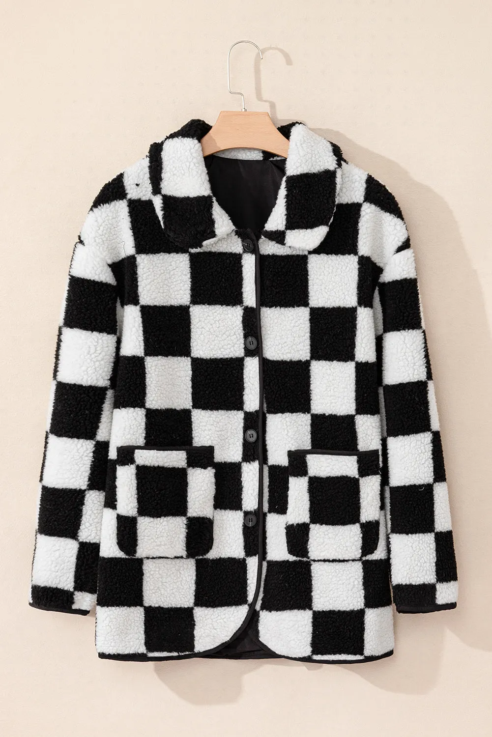 Checker Fleece Buttoned Jacket