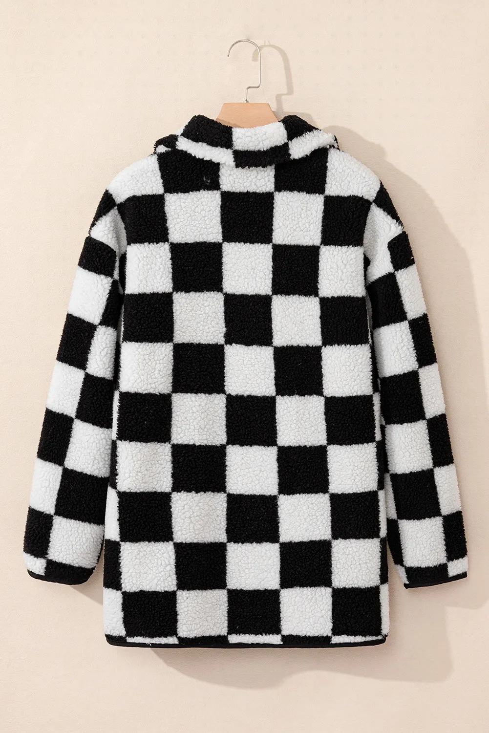 Checker Fleece Buttoned Jacket