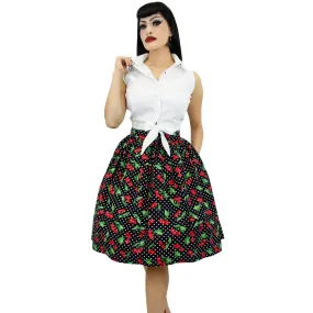 Cherries Pin Up Pleated Circle Skirt