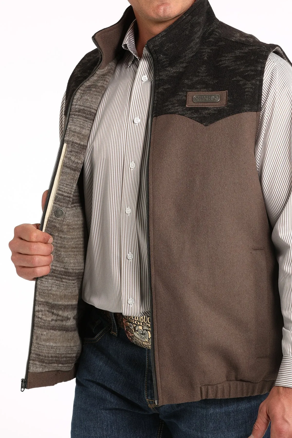 Cinch Men's Wooly Southwest Concealed Carry Western Vest in Brown