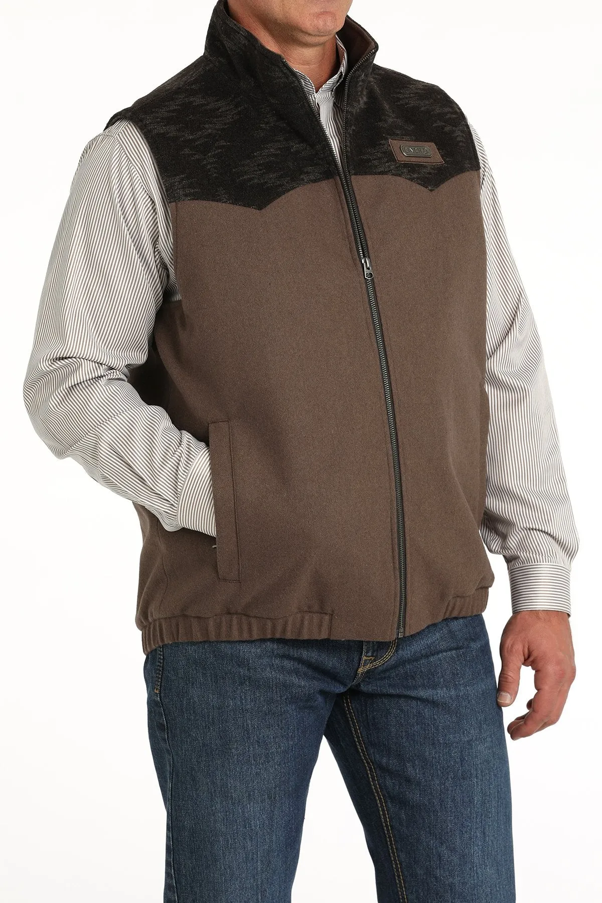 Cinch Men's Wooly Southwest Concealed Carry Western Vest in Brown