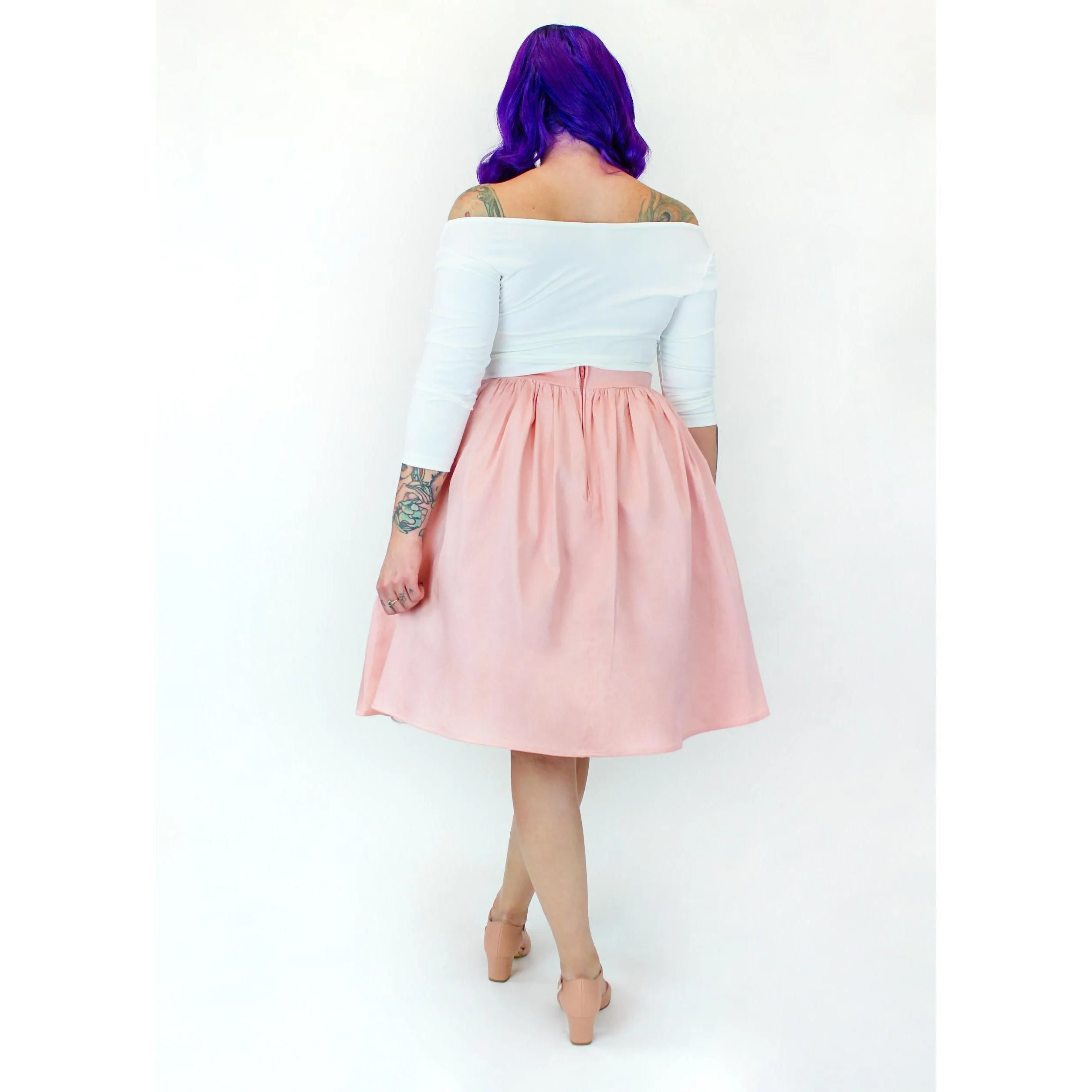 Circle Skirt in Salmon Pink by Hemet