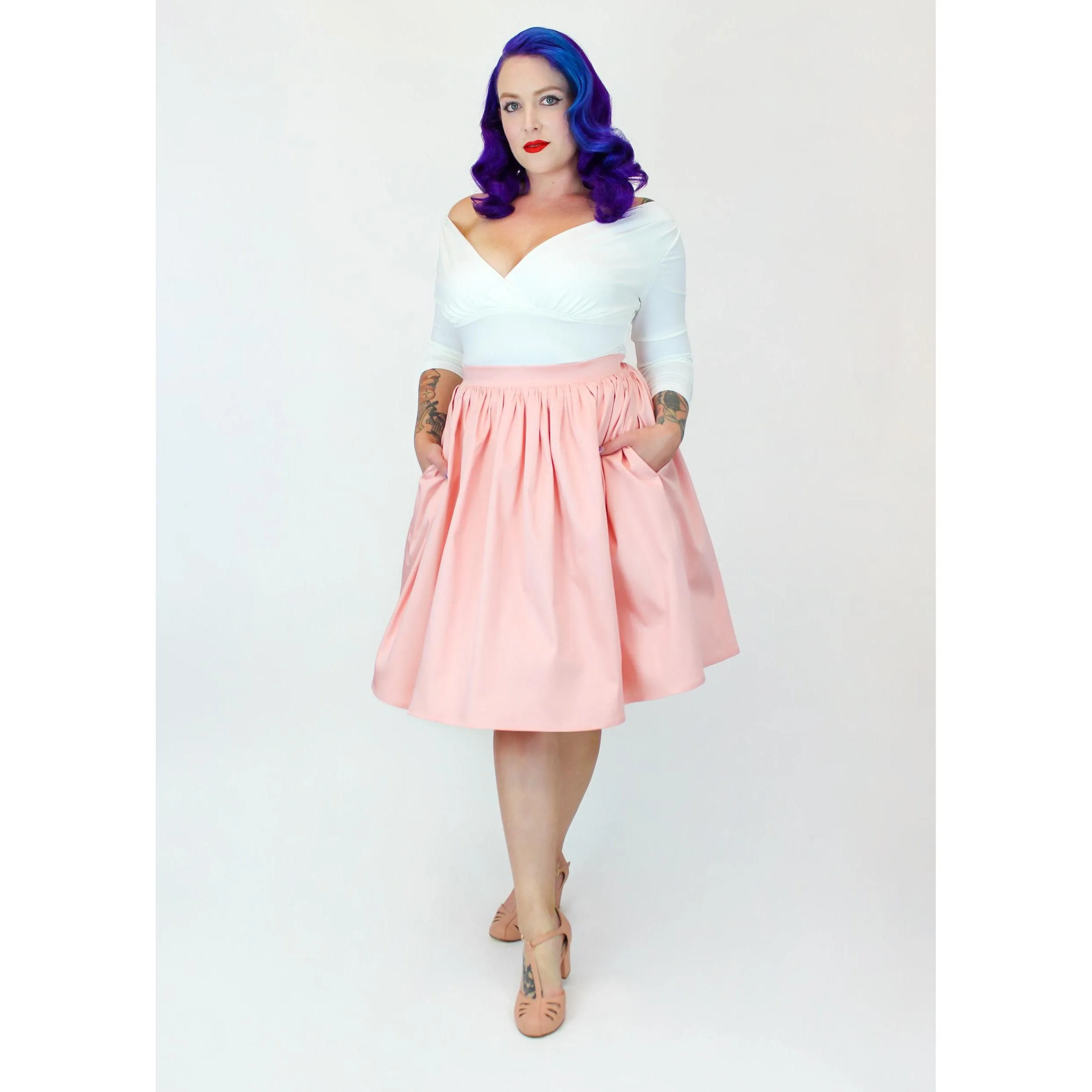 Circle Skirt in Salmon Pink by Hemet