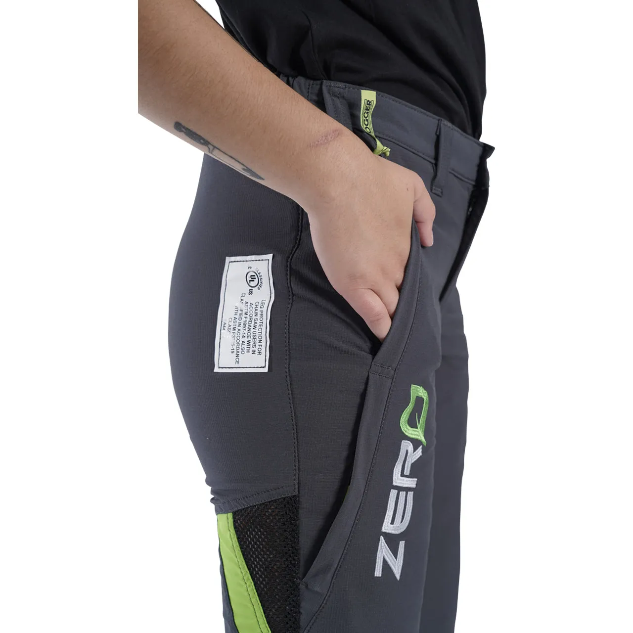 Clogger Zero Gen2 Light and Cool Women's Chainsaw Protective Pants - Grey/Green