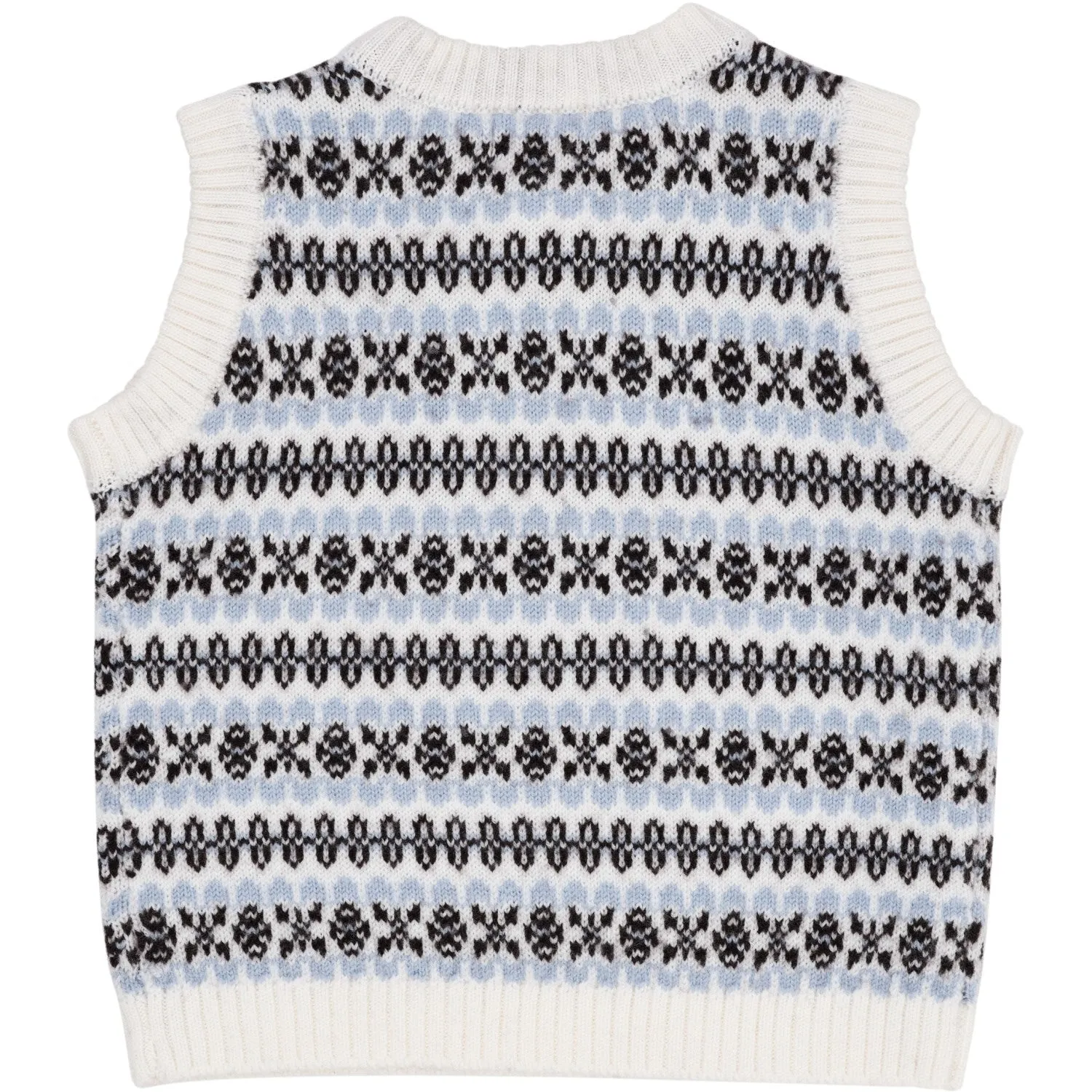 COPENHAGEN COLORS Dusty Blue Combi Merino Pattern Vest