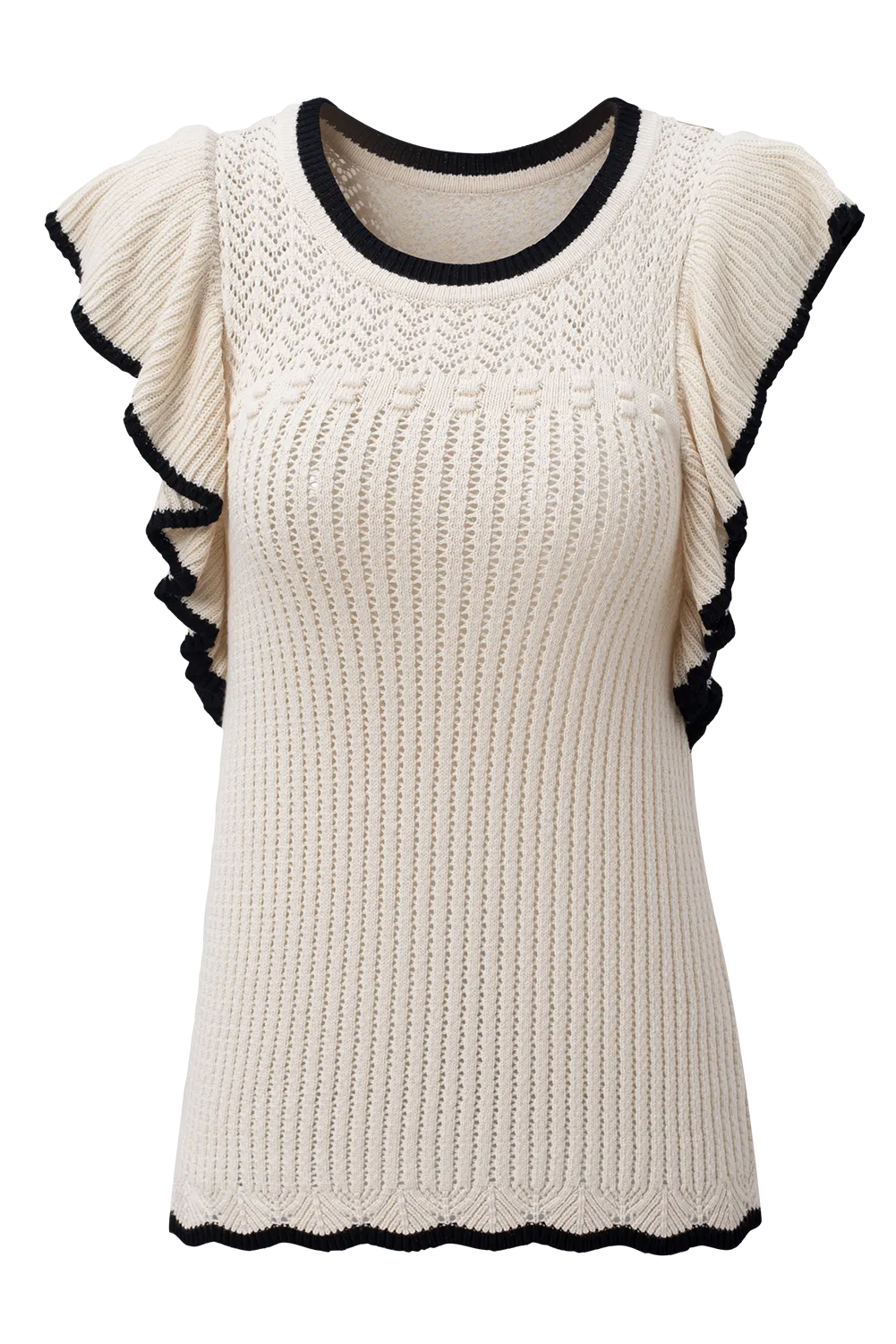 Crochet Eyelet Flounce Tank Top