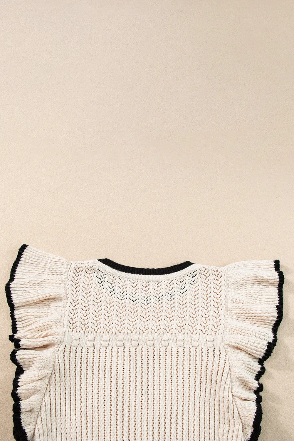 Crochet Eyelet Flounce Tank Top