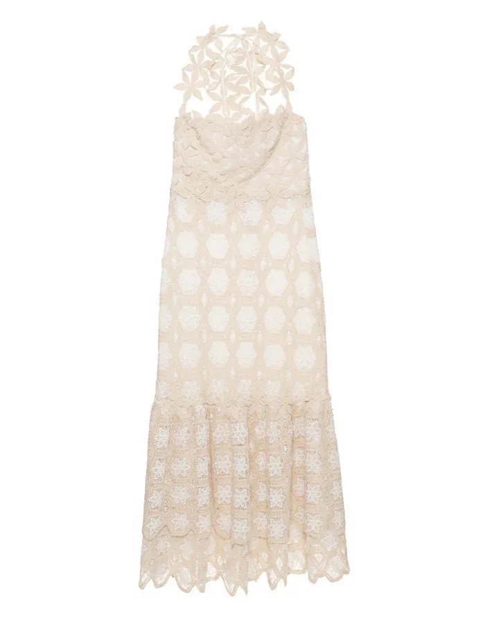 Crochet Midi Dress - Natural Off White