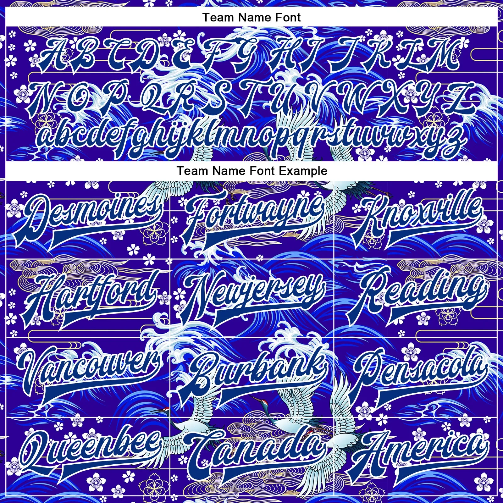 Custom Royal White Heron  And Wave 3D Pattern Design Bomber Full-Snap Varsity Letterman Jacket