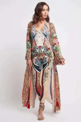 Czarina Chic Bell Sleeve Jacket with Tie-up Front & Brilliant Print