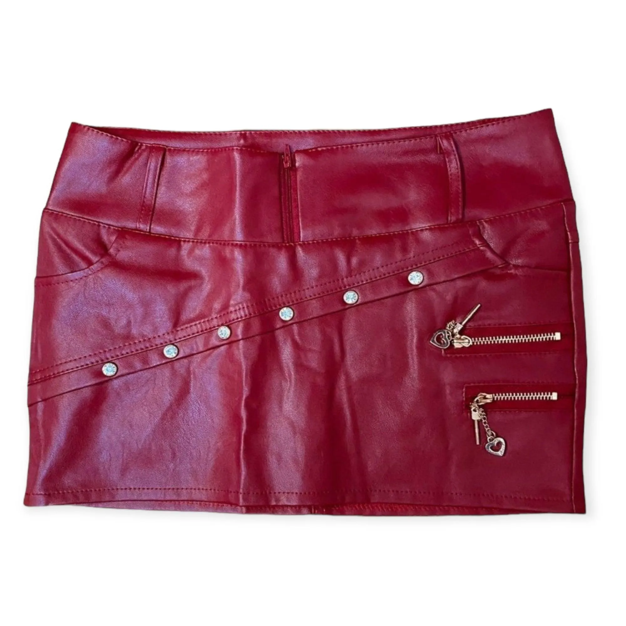 Dark Red Low Profile Bandage Mini Skirt