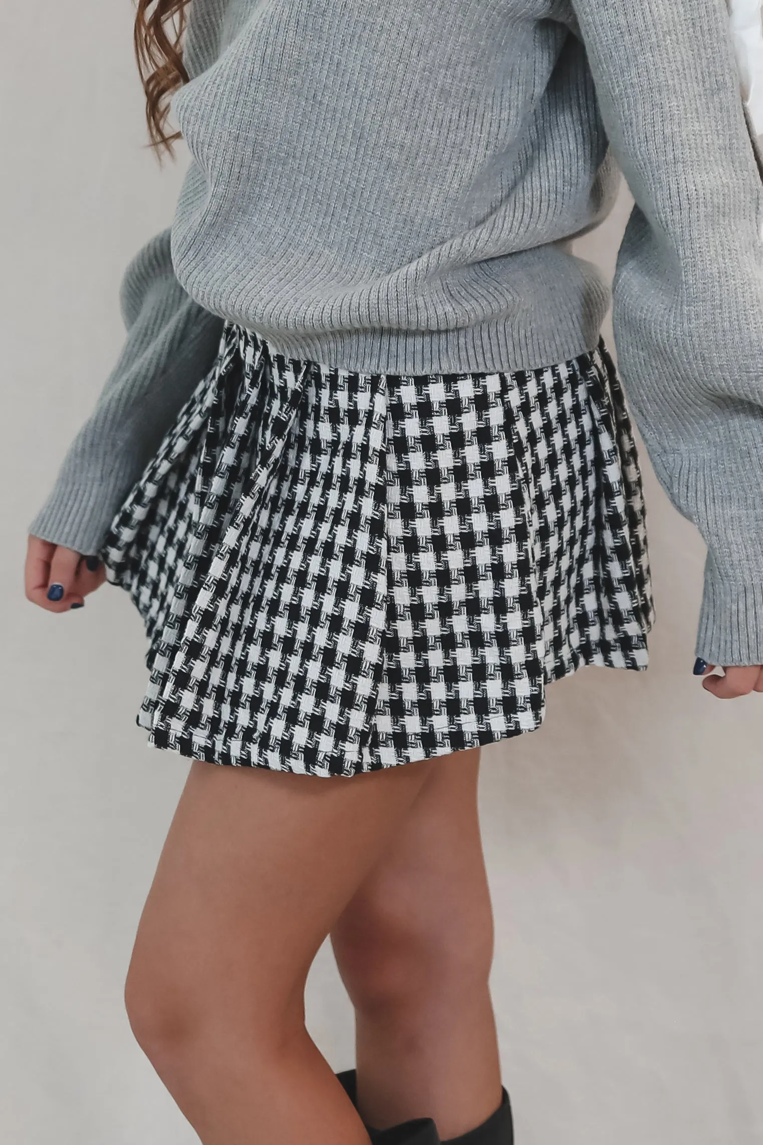 DEAL Check You Out Pleated Mini Skirt