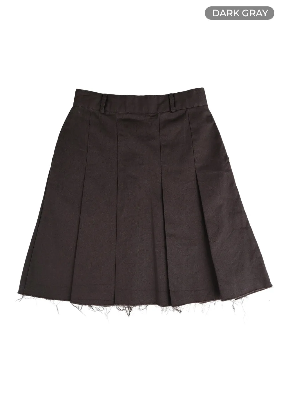 Destroyed Hem Pleated Midi Skirt CM407